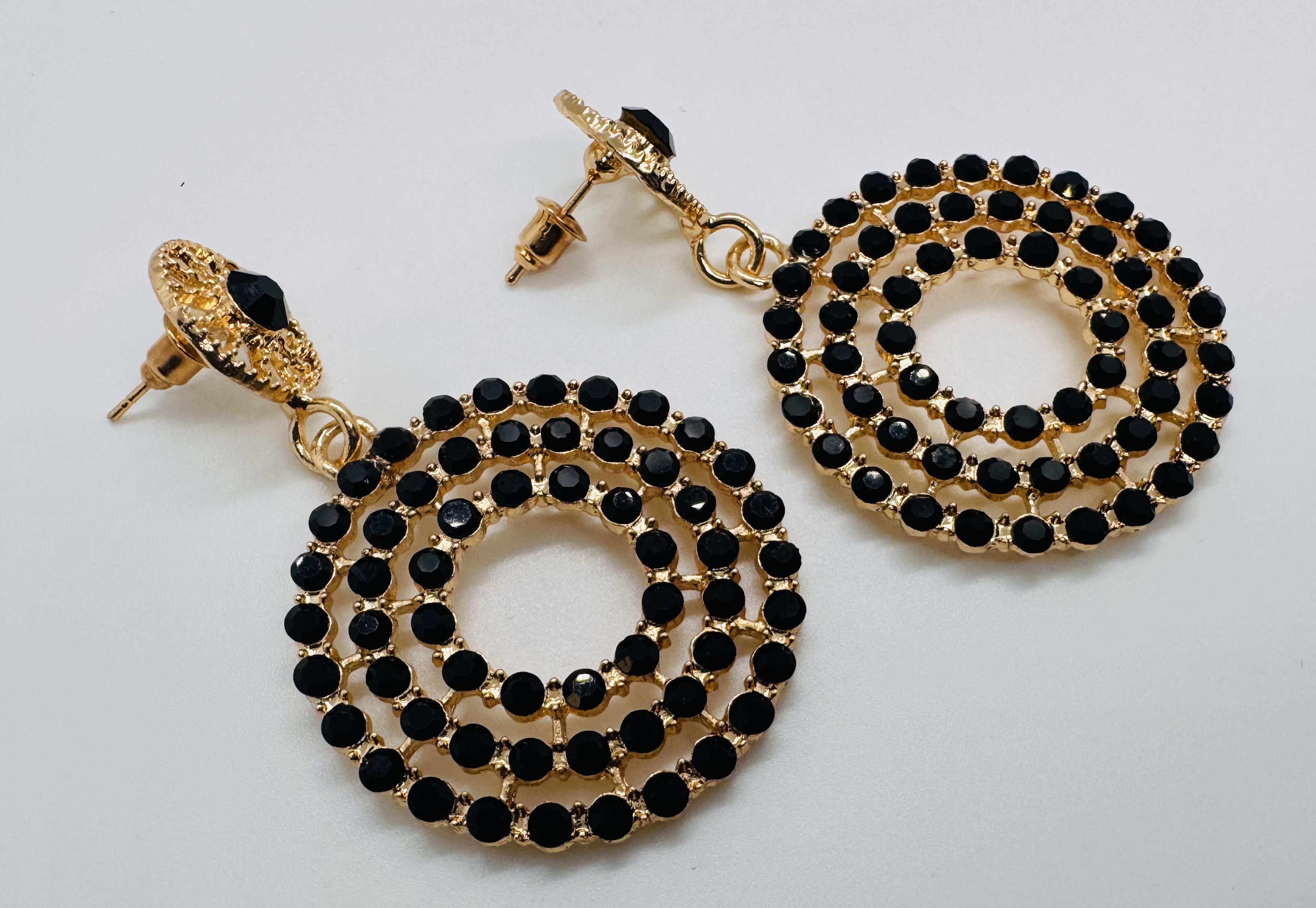 Midnight Glam Circle Earrings 