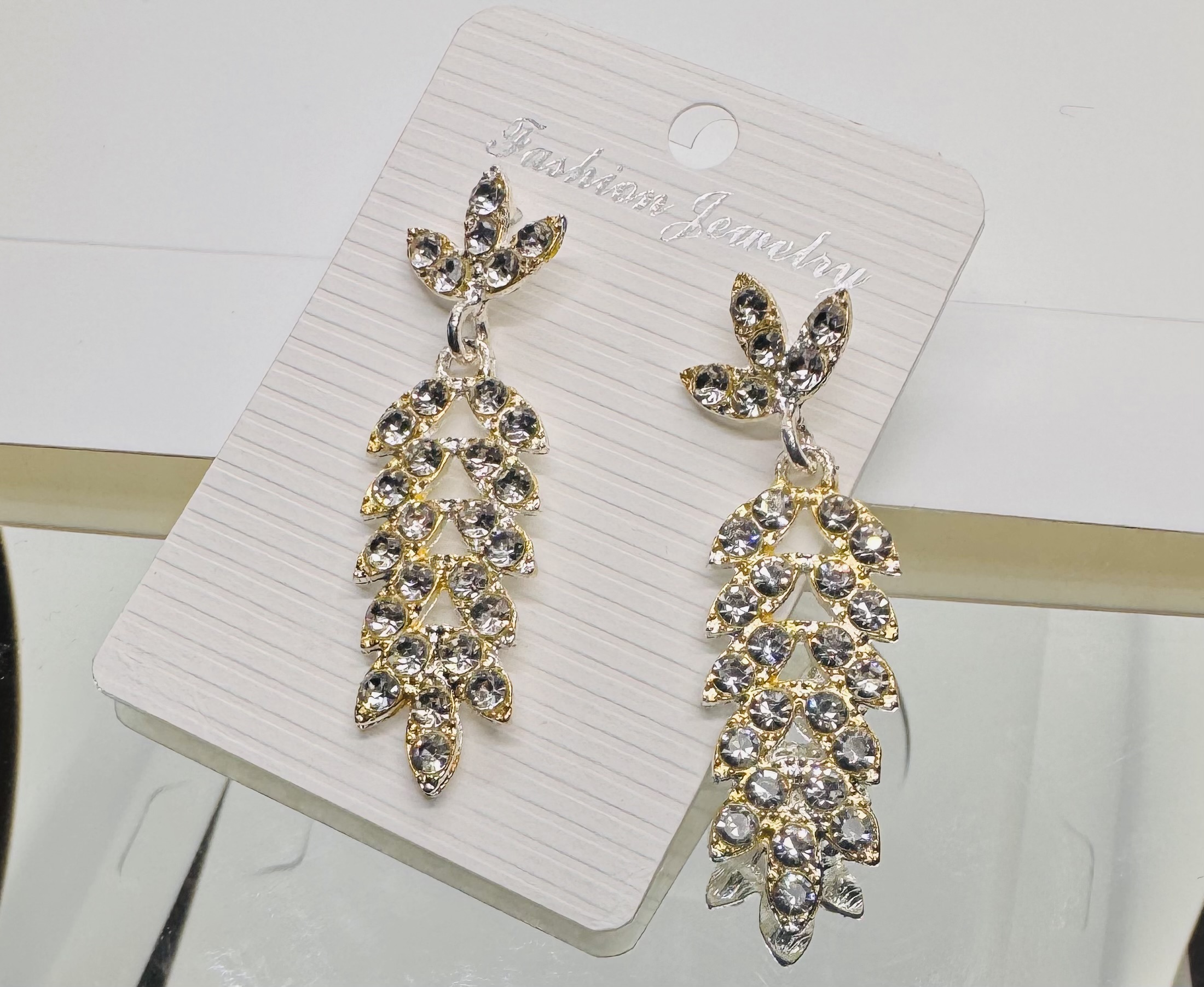 Silver Crystals Drop Earrings 